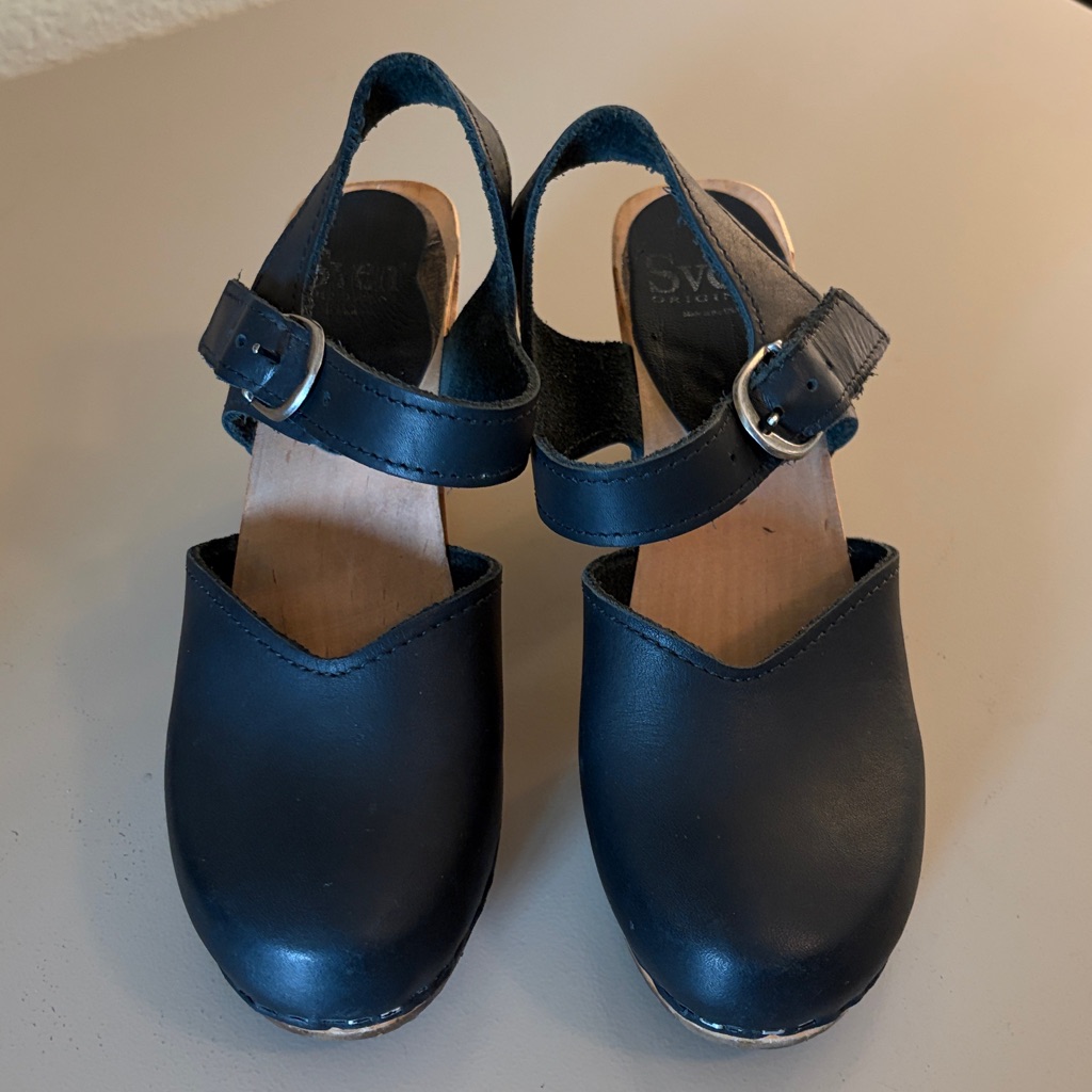 Sven Black High-Heel Mary Jane Clogs Size 37